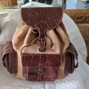 Kouros Leather & Suede Backpack Purse